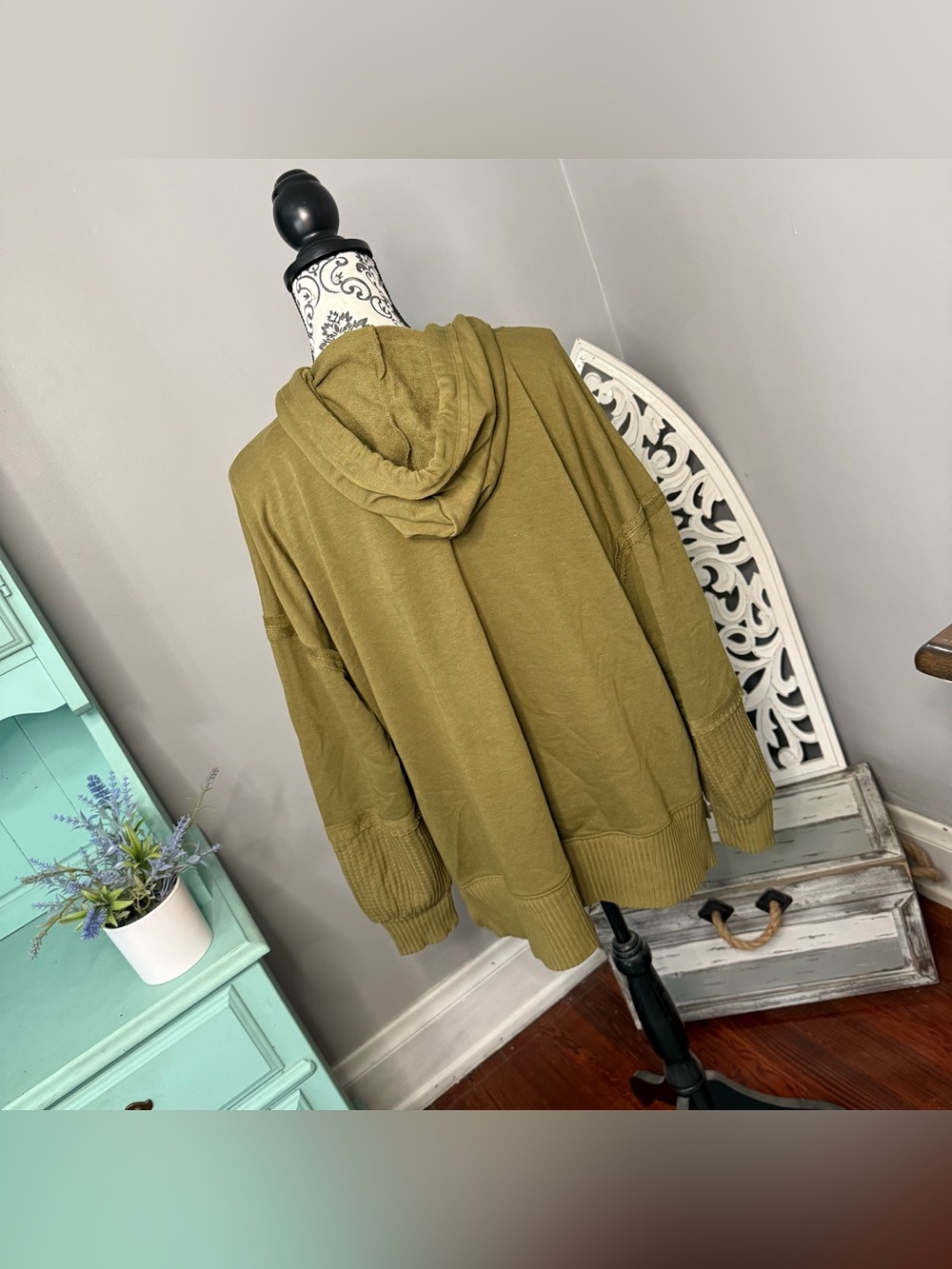 Time and Tru Waffle Knit Pullover Hoodie Size XXL NWOT Boho Loungewear - Picture 5 of 9